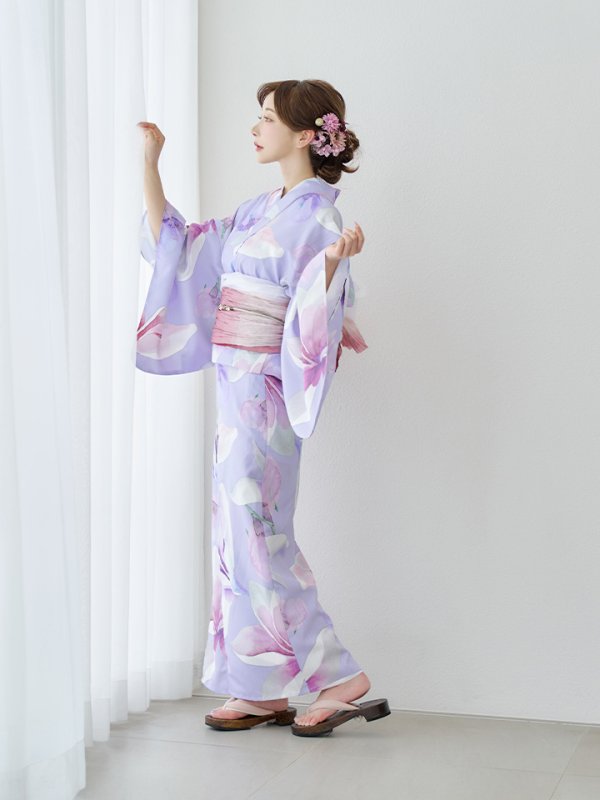 画像6: 【即日発送】【Riuコラボ】パープル地に咲く百合浴衣【浴衣３点セット 浴衣/帯/下駄】[yo/YMT]