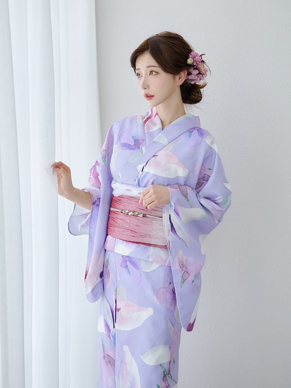 画像7: 【即日発送】【Riuコラボ】パープル地に咲く百合浴衣【浴衣３点セット 浴衣/帯/下駄】[yo/YMT]