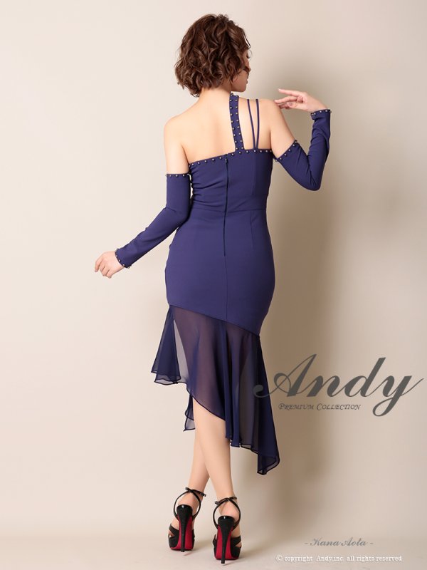 画像4: 【Andy ANDY Fashion Press 07 COLLECTION 06】ベルトデザイン/ シフォン切り替え/ デザインワンショルダーカッティング/ タイト/ ミニドレス/ キャバドレス[OF05]