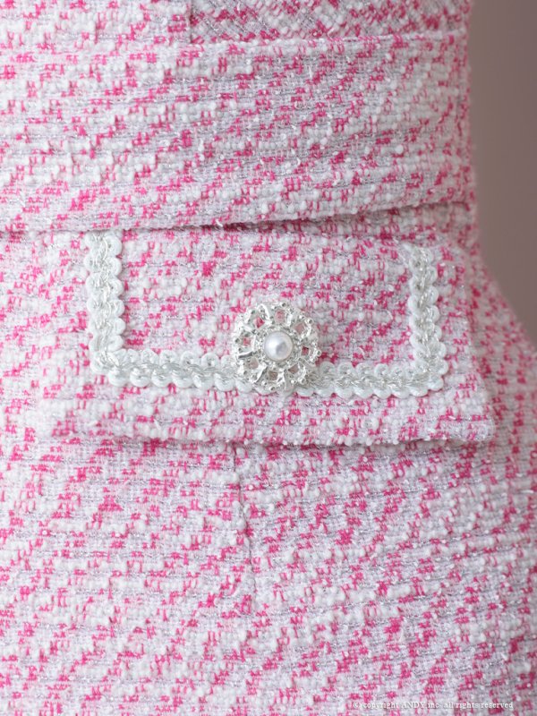 画像28: 【an/アン】ストレッチ/ ツイード / フロントファスナー/ ノースリーブ/ タイト/ ミニドレス/ キャバドレス[OF05]