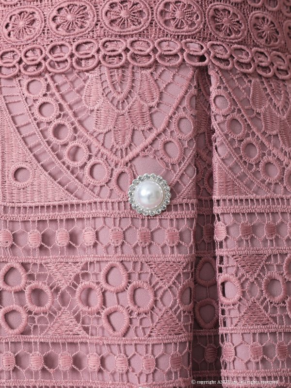 画像6: 【an/アン】レース/ 半袖/ 袖あり/ パールボタン/ フレア/ ワンピース/ ミニドレス/ キャバドレス[OF05]