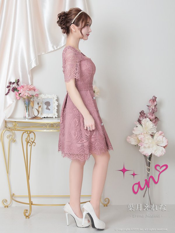 画像3: 【an/アン】レース/ 半袖/ 袖あり/ パールボタン/ フレア/ ワンピース/ ミニドレス/ キャバドレス[OF05]