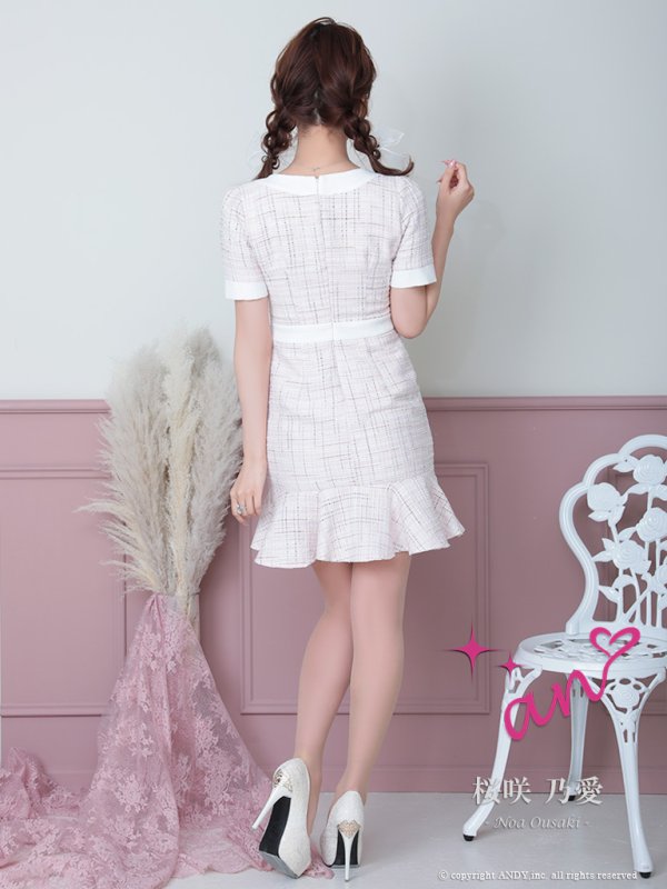 画像11: XSサイズあり【an ANDY Fashion Press 13 COLLECTION 03】チェック柄/ ツイード/ フロントボタン/ 半袖/ 袖あり/ タイト/ 裾フリル/ ミニドレス/ キャバドレス[OF05]