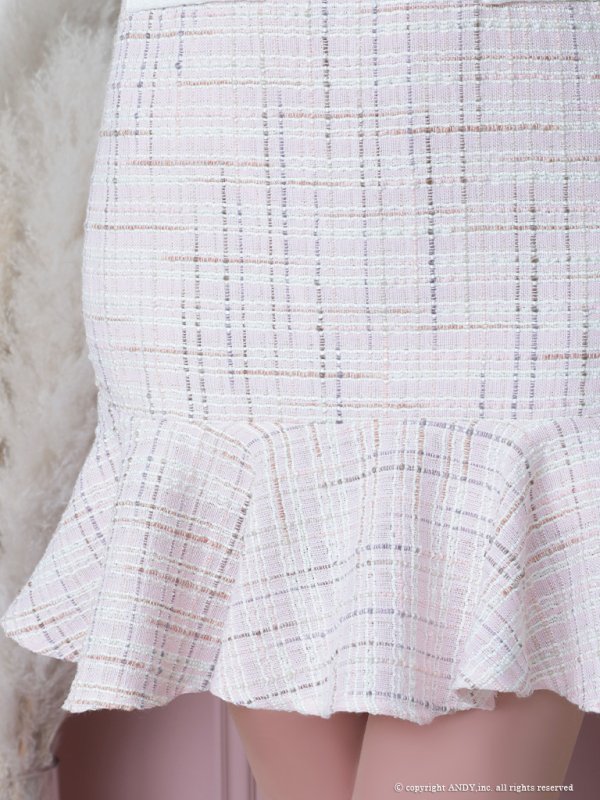 画像14: XSサイズあり【an ANDY Fashion Press 13 COLLECTION 03】チェック柄/ ツイード/ フロントボタン/ 半袖/ 袖あり/ タイト/ 裾フリル/ ミニドレス/ キャバドレス[OF05]