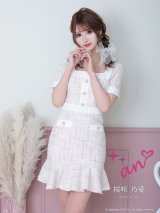 【4月30日までファイナルセール開催中！! 】XSサイズあり【an ANDY Fashion Press 13 COLLECTION 03】チェック柄/ ツイード/ フロントボタン/ 半袖/ 袖あり/ タイト/ 裾フリル/ ミニドレス/ キャバドレス[OF05]