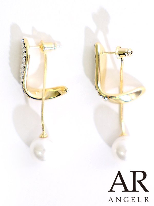 画像2: 【アクセサリー：ピアス】【Angel R/エンジェルアール】カーブデザインビジューピアス【OF02】