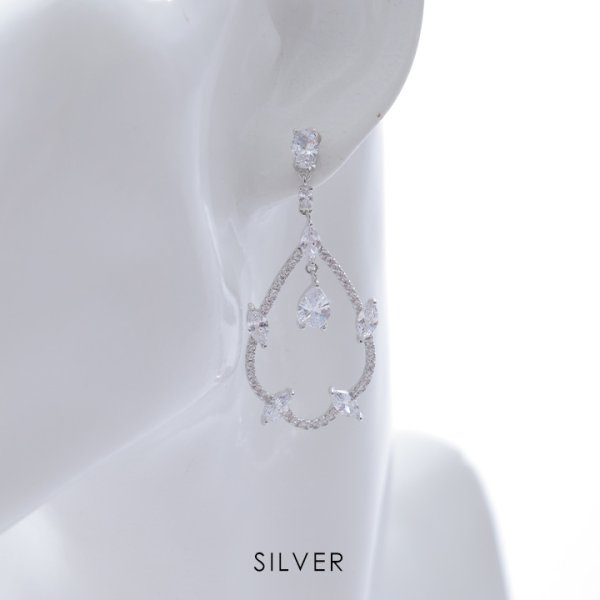 画像2: 【アクセサリー：ピアス】ドロップシルバービジューピアス【Fサイズ/1カラー】[OF08]