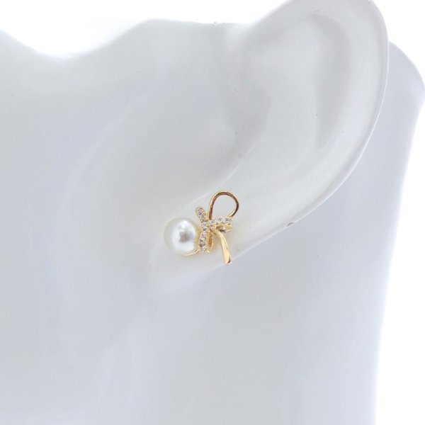 画像5: 【アクセサリー：ピアス】パールビジューリボンピアス【Fサイズ/2カラー】[OF08]