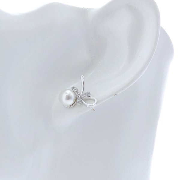 画像4: 【アクセサリー：ピアス】パールビジューリボンピアス【Fサイズ/2カラー】[OF08]