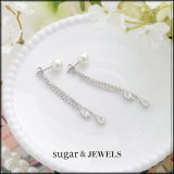 【アクセサリー：ピアス】パールロングビジューピアス【Fサイズ/1カラー】[OF02]