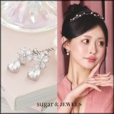 【アクセサリー：ピアス】ドロップフラワービジューシルバーピアス【1サイズ/1カラー】[OF02]