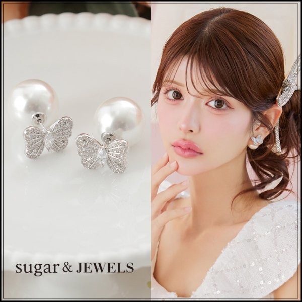 画像1: 【アクセサリー：ピアス】バタフライ大粒パールピアス【1カラー】[OF02]