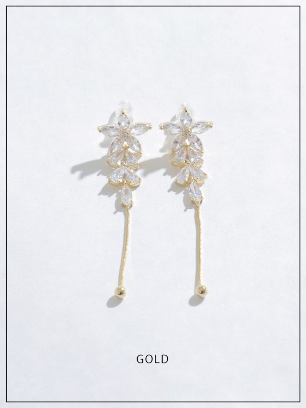 画像2: 【ピアス】フラワードロップビジューロングピアス【Fサイズ/2カラー】[OF02]