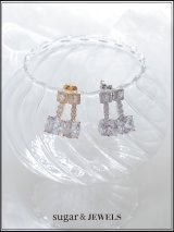 【ピアス】スクエアストーンチェーンピアス【Fサイズ/2カラー】[OF02]【YN】