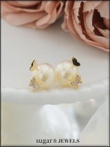 【ピアス】ビジューバタフライ大粒パールピアス【Fサイズ/1カラー】[OF02]