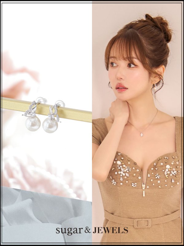 画像1: 【ピアス】バタフライモチーフパールピアス【Fサイズ/1カラー】[OF03]