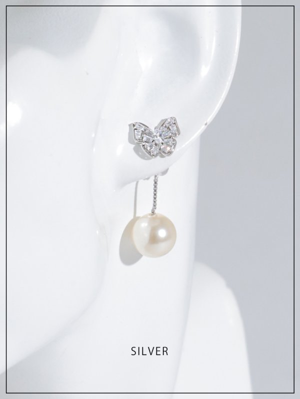 画像3: 【ピアス】バタフライパールビジューピアス【Fサイズ/1カラー】[OF02]
