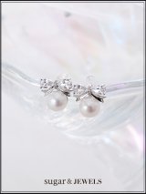 【ピアス】ビジューリボンパールピアス【Fサイズ/1カラー】[OF02]