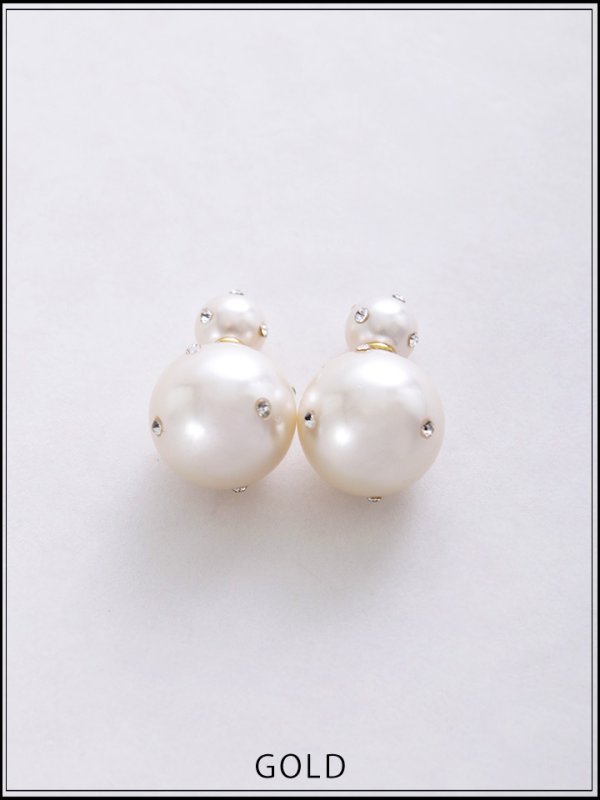 画像3: 【ピアス】ビジューダブルパールピアス【Fサイズ/1カラー】[OF02]