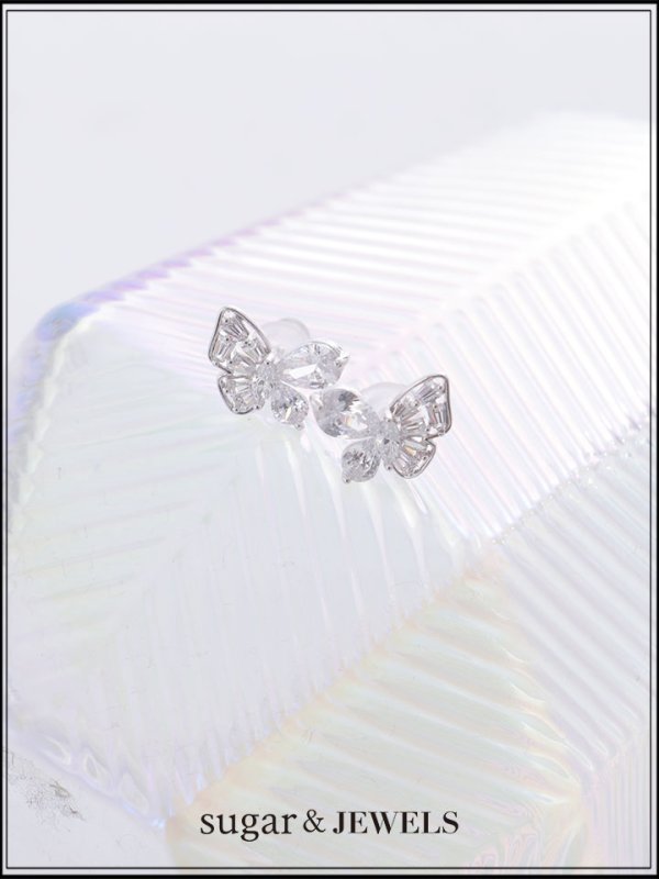 画像1: 【ピアス】アシンメトリーバタフライビジューピアス【Fサイズ/1カラー】[OF02]