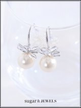 【ピアス】大粒パールフラワーフックピアス【Fサイズ/1カラー】[OF02]