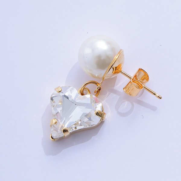 画像8: 【アクセサリー：ピアス】パールハート2連ピアス【3カラー】【OF02】