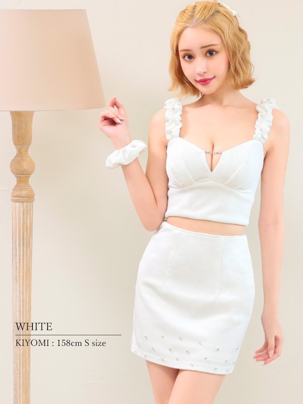 画像23: XSサイズあり【PURESS/ピュアレス】デザインショルダー/ バストタック/ チェーン/ ビジュー/ セパレート/ タイト/ マイクロミニ/ ミニドレス/ キャバドレス[OF5]