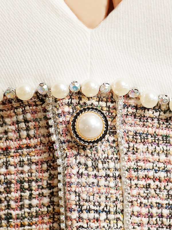 画像10: 【PURESS/ピュアレス】バストバイカラー/ パールビジューミックス/ キャミソール/ ツイード/ 切替/ タイト/ ミニドレス/ キャバドレス[OF5]