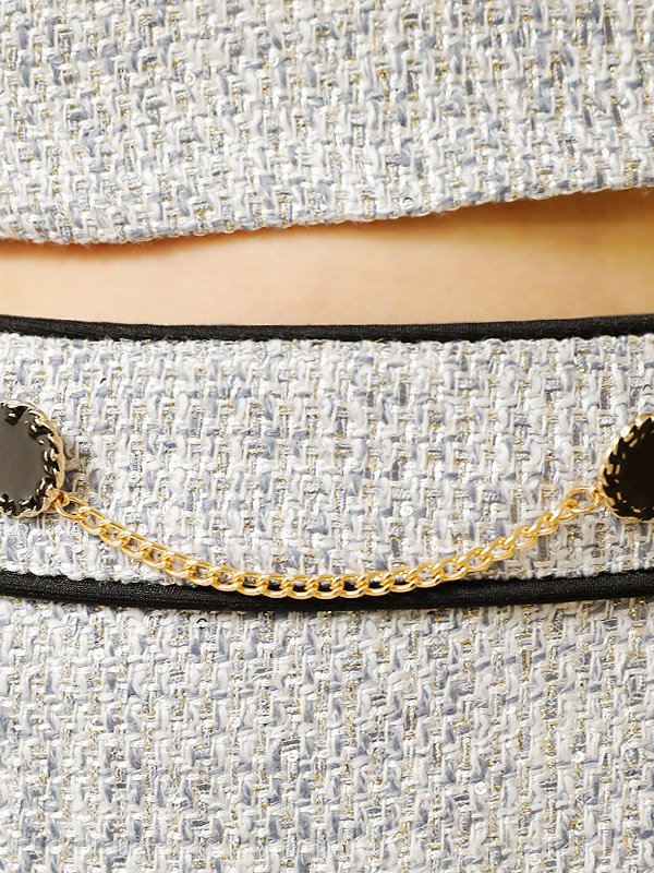 画像16: XSサイズあり【PURESS/ピュアレス】パイピング/ カラー/ ボタン/ チェーン/ ツイード/ セパレート/ フレア/ ミニドレス/ キャバドレス[OF5]