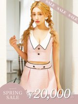 【決算SALE開催中！! 】XSサイズあり【PURESS/ピュアレス】パイピング/ カラー/ ボタン/ チェーン/ ツイード/ セパレート/ フレア/ ミニドレス/ キャバドレス[OF5]