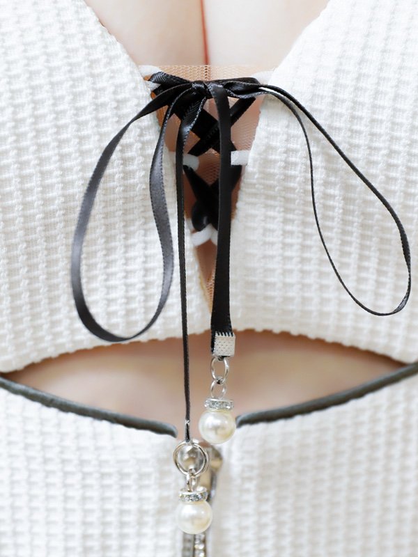 画像7: XSサイズあり【PURESS/ピュアレス】バストレースアップ/ リボン/ ファスナー/ ノースリーブ/ ウエストカット/ タイト/ ミニドレス/ キャバドレス[OF5]