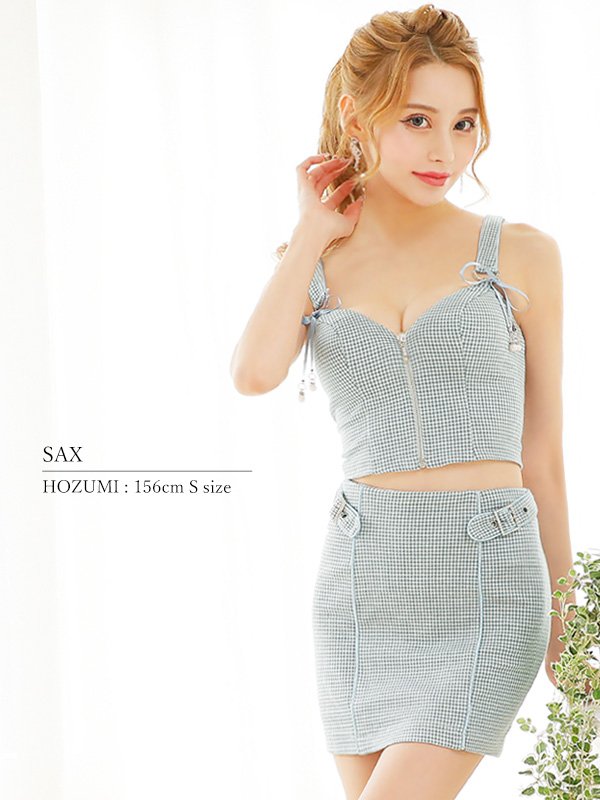 画像28: XSサイズあり【PURESS/ピュアレス】アッパーファスナー/ パールリボン/ チェック/ セパレート/ タイト/ ミニドレス/ キャバドレス[OF5]
