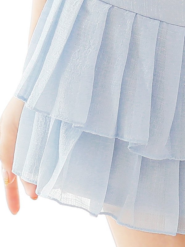 画像12: XSサイズあり【PURESS/ピュアレス】パールショルダー/ レースアップ/ マイクロミニ/ セパレート/ フレア/ ミニドレス/ キャバドレス[OF5]