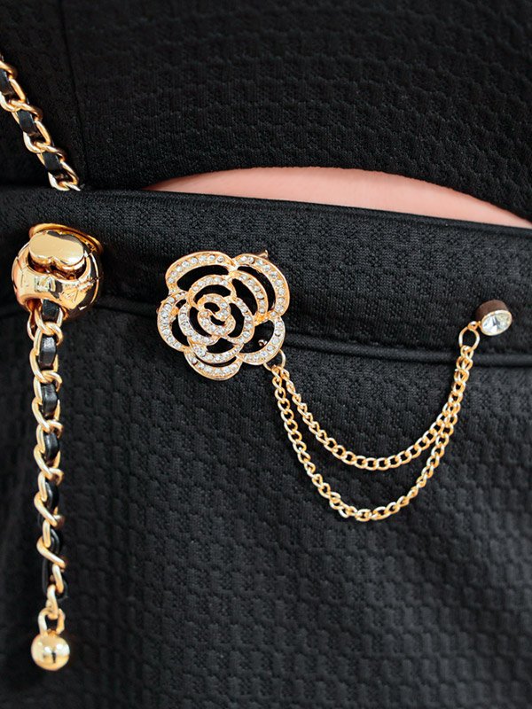 画像25: XSサイズあり【PURESS/ピュアレス】ハートカットデザイン/ ショルダーチェーン/ フレア/ ミニドレス/ キャバドレス[OF5]