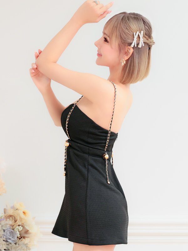 画像23: XSサイズあり【PURESS/ピュアレス】ハートカットデザイン/ ショルダーチェーン/ フレア/ ミニドレス/ キャバドレス[OF5]