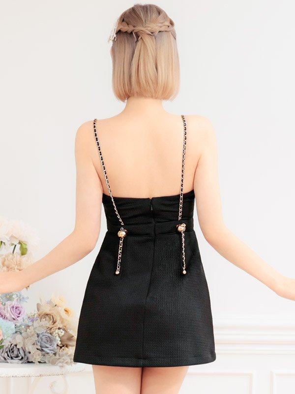 画像24: XSサイズあり【PURESS/ピュアレス】ハートカットデザイン/ ショルダーチェーン/ フレア/ ミニドレス/ キャバドレス[OF5]