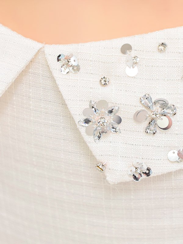 画像23: XSサイズあり【PURESS/ピュアレス】フラワービジュー/ チョーカーデザイン/ ツイード/ セパレード/ フレア/ マイクロミニ/ ミニドレス/ キャバドレス[OF5]