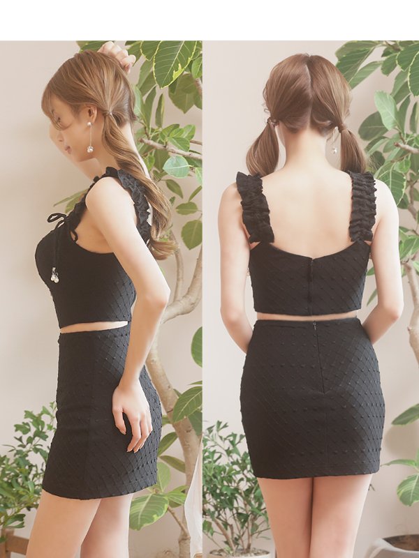 画像20: XSサイズあり【PURESS/ピュアレス】シャーリングショルダー / ツイストショルダー/ パールリボンチャーム/  Vカット/ セパレート/ タイト/ マイクロミニ/ ミニドレス/ キャバドレス[OF5]