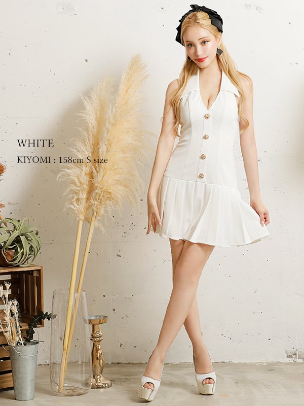 画像4: XSサイズあり【PURESS/ピュアレス】 ビッグカラー/ ボタン/ フリル/ フレア/ マイクロミニ/ ミニドレス/ キャバドレス[OF5]