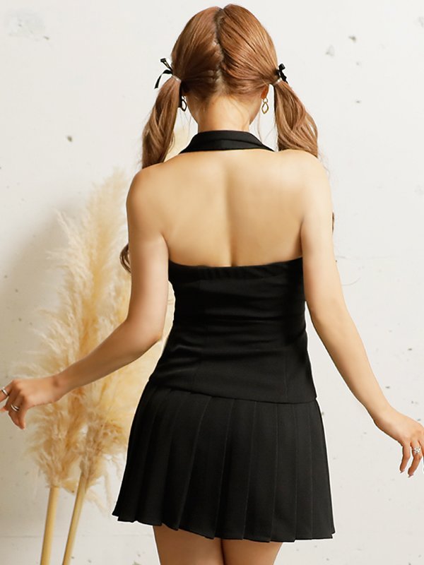 画像9: XSサイズあり【PURESS/ピュアレス】 ビッグカラー/ ボタン/ フリル/ フレア/ マイクロミニ/ ミニドレス/ キャバドレス[OF5]