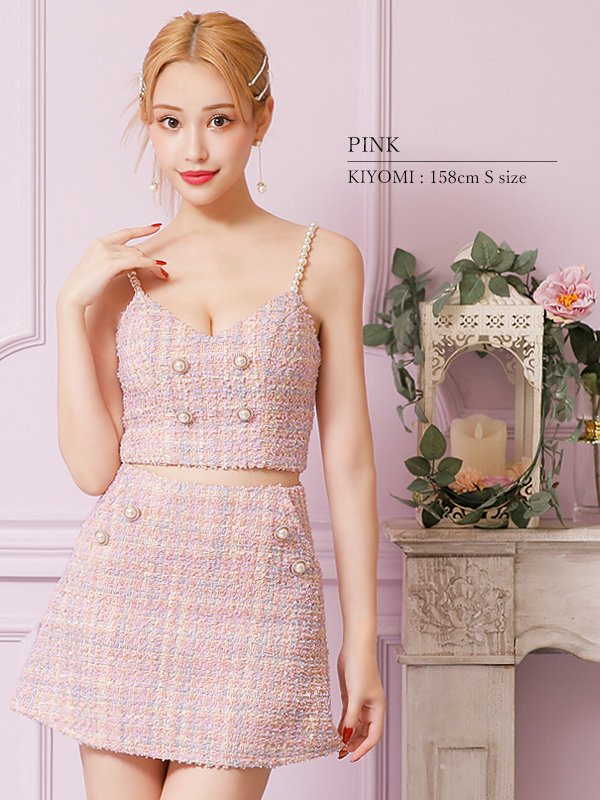 画像9: XSサイズあり【PURESS/ピュアレス】 パールショルダー/ ボタン/ ミックスチェック/ セパレート/ フレア/ ミニドレス/ キャバドレス[OF5]