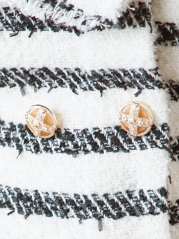 画像17: XSサイズあり【PURESS/ピュアレス】× sugar ボーダー/ オフショルダー/ ボタン/ ビジュー/ ツイード/ フレア/ ミニドレス/ キャバドレス[OF5]