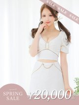 【決算SALE開催中！! 】【PURESS/ピュアレス】バストビジュー/ パール/ チェーン/ バックル/ パフショルダー/ マイクロフレアミニ/ ミニドレス/ キャバドレス[OF5]