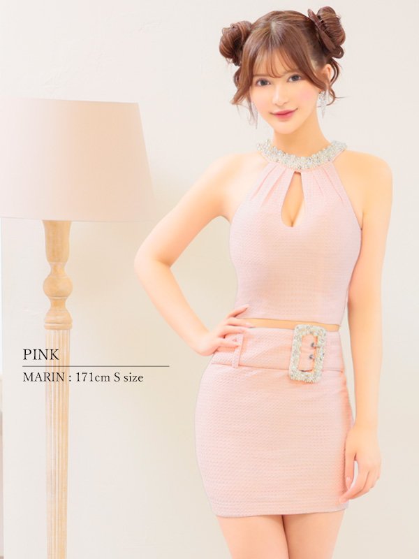 画像13: XSサイズあり【PURESS/ピュアレス】デコルテビジュー/ ビックパール/ ビジューバックル/ セパレート/ タイト/ マイクロミニ/ ミニドレス/ キャバドレス[OF5]