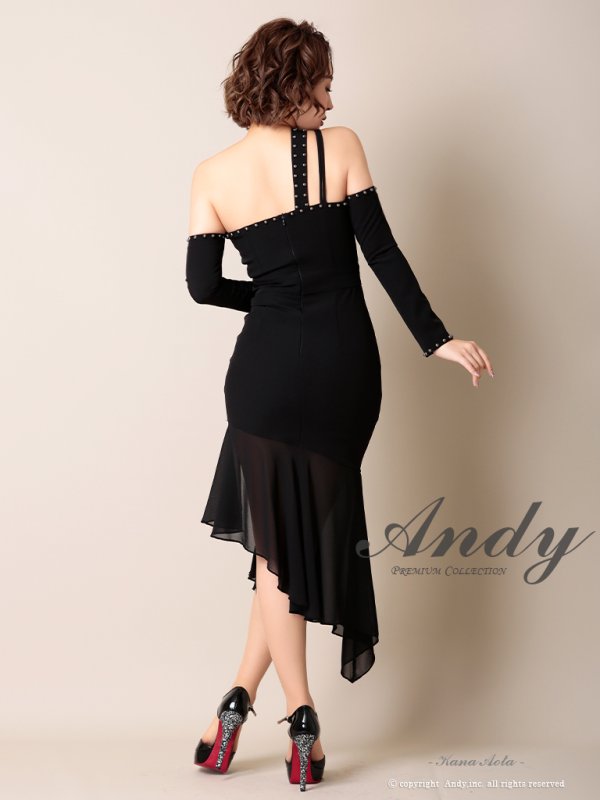 画像4: 【Andy ANDY Fashion Press 07 COLLECTION 06】ベルトデザイン/ シフォン切り替え/ デザインワンショルダーカッティング/ タイト/ ミニドレス/ キャバドレス[OF05]