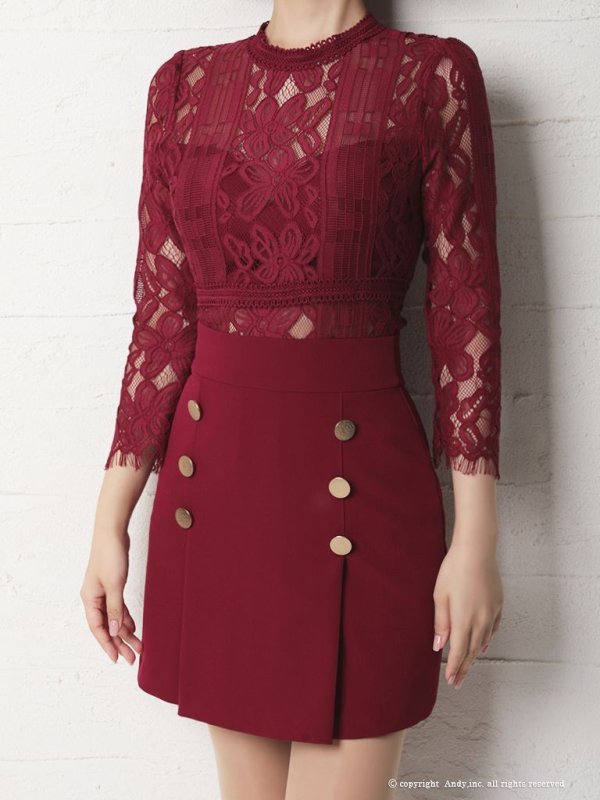 画像36: 【Andy ANDY Fashion Press 09 COLLECTION 05】フラワーレース/ ゴールドボタンデザイン/ 七分袖/ 長袖/ 袖あり/ プリーツ/ ミニドレス/ キャバドレス[OF05]
