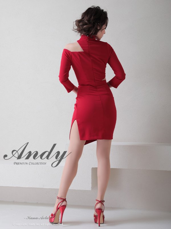 画像4: 【Andy ANDY Fashion Press 14 COLLECTION 09】ワンカラー/ カットアウト/ ハイネック/ アシメ/ 長袖/ 七分袖/ 袖あり/ タイト/ ミニドレス/ キャバドレス[OF05]