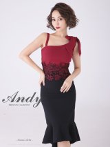 【ANDY/アンディ】マーメイド/ショルダーリボン/ バイカラー/ ノースリーブ/ 裾フリル/ テールカット/ ミディアム丈/ キャバドレス[FB03]