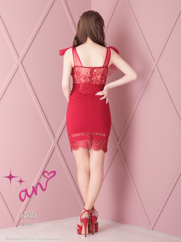画像15: 【an /アン】ショルダーリボン/ フラワーレース/ ランジェリーライク/ タイト/ ミニドレス/ キャバドレス[OF05]