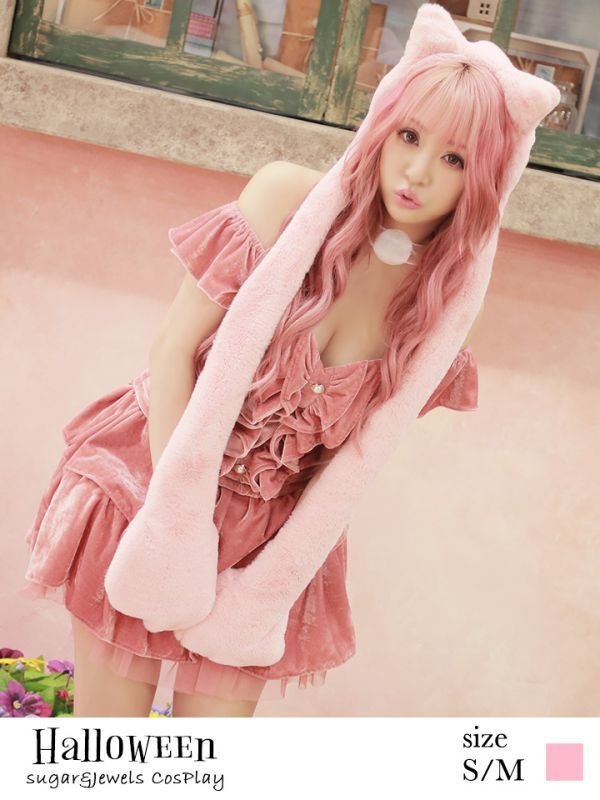 画像2: さくりなちゃんコラボふわふわキャット【ハロウィンコスプレ5点セット】【S?Mサイズ/1カラー】[YMT]